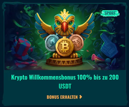 Spinanga Casino – Krypto Bonus 100% bis 200 USDT sichern. Spinanga Casino – Krypto Willkommensbonus mit goldener Adler-Statue und Symbolen für Bitcoin, Ethereum und Tether.